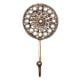 Golden Brass Wall Hook Round Floral In Engraved Tribal Style