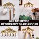 Brass Victorian Small Floral Arrrangement Six Wall Hook