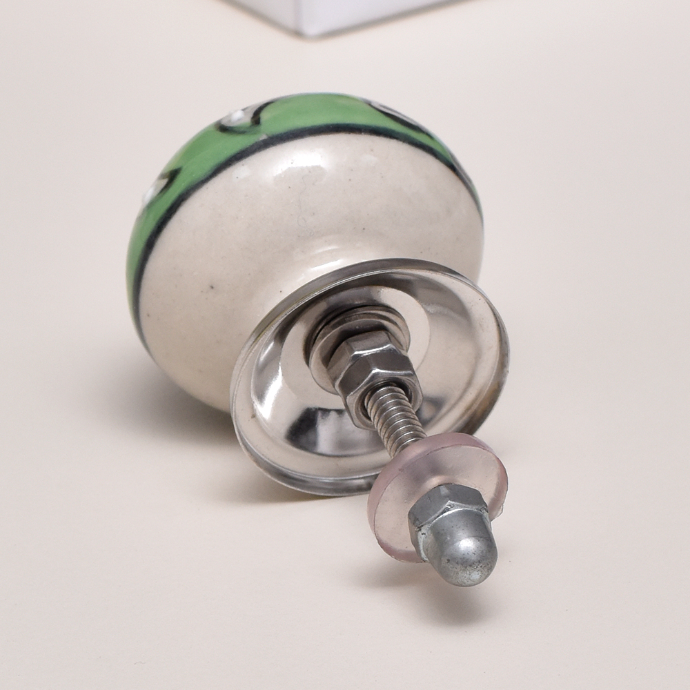 Green Leaf Floral Ceramic Knob