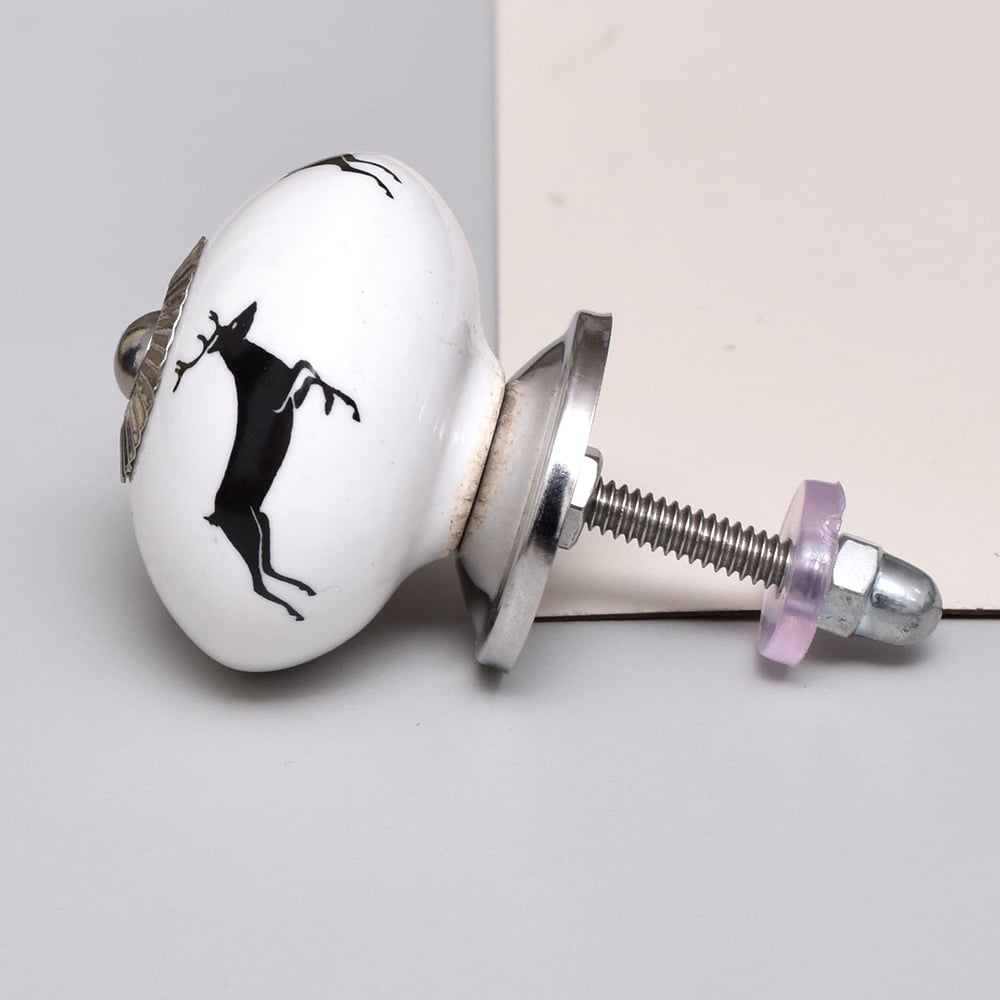 Black Running Rein Deer Pattern Ceramic Dresser Knob Online