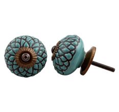 Sage Green Black Etched Knob