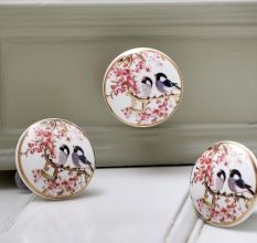 Birds Ceramic Door Cupboard Pull Knobs