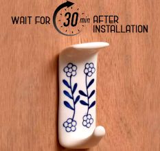 Handcrafted White Ceramic Adhesive Hook