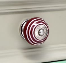 Cherry White Striped Knob