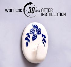 Ceramic Blue White No Drill Wall Hooks