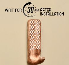 Brown Wooden Adhesive Hooks for Painted Walls - Pack of 3