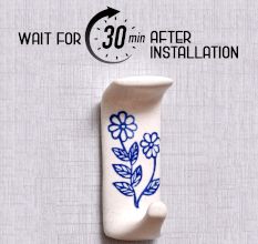 Ceramic Blue Flower No Drill Wall Hooks
