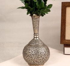 Handmade Nickel Plated Brass Flower Pot for Decoration