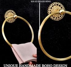 Golden Premium Handcrafted Brass Towel Ring for Bathroom