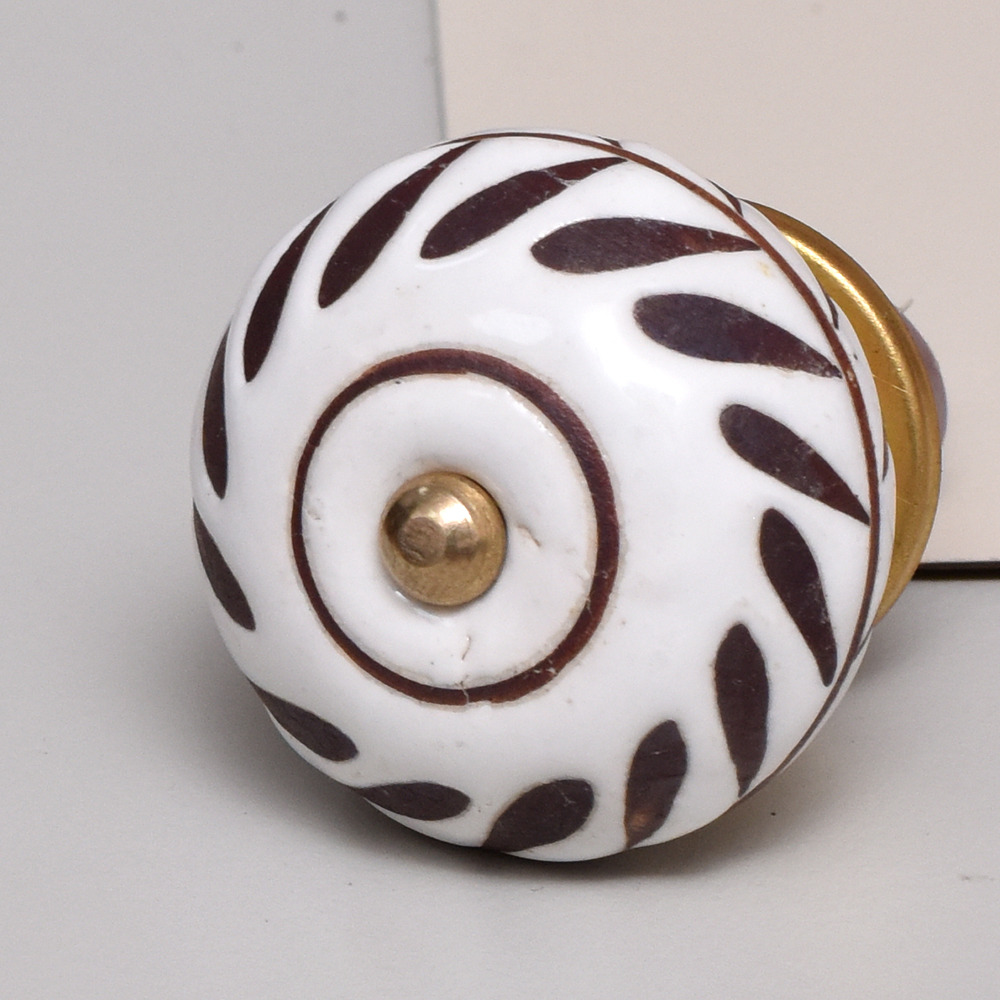 White Etched Ceramic Floral Cabinet Knobs Online