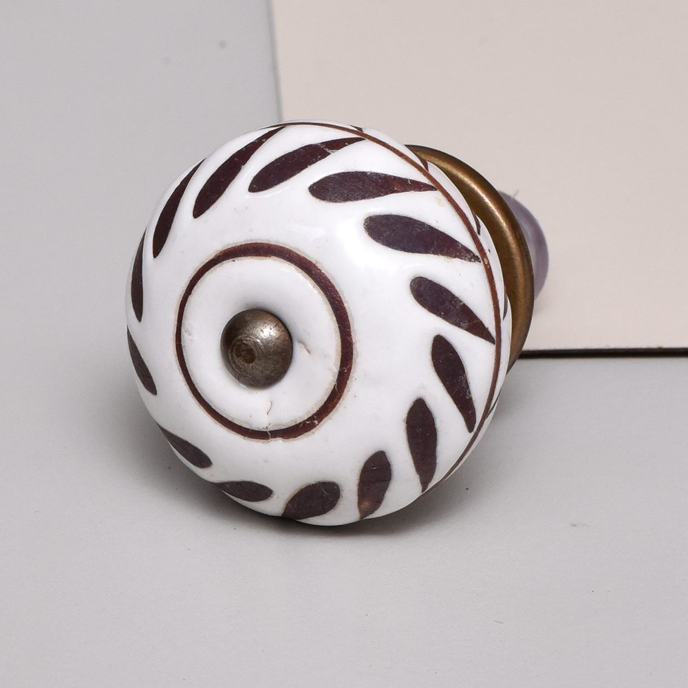 White Etched Ceramic Floral Cabinet Knobs Online