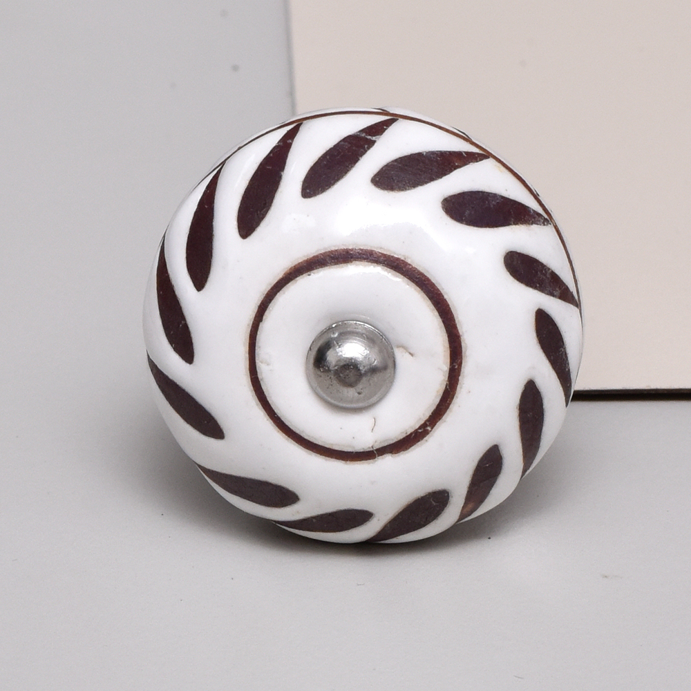 White Etched Ceramic Floral Cabinet Knobs Online