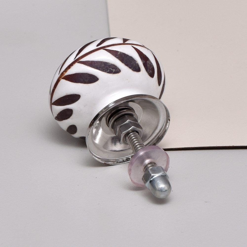 White Etched Ceramic Floral Cabinet Knobs Online