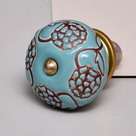 Brown Marigold Ceramic Floral Dresser Knob