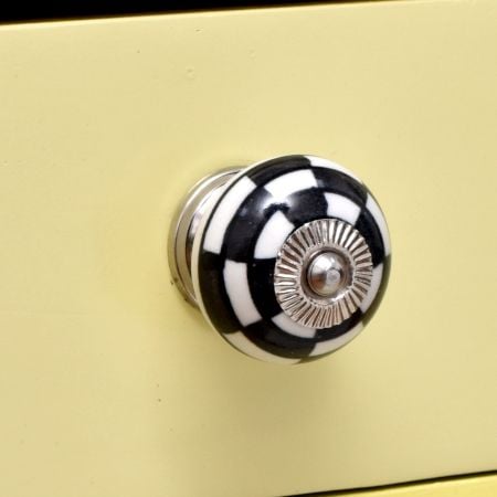 Black And White Ceramic Floral Dresser Knob