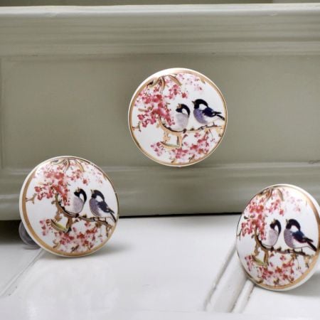 Birds Ceramic Door Cupboard Pull Knobs