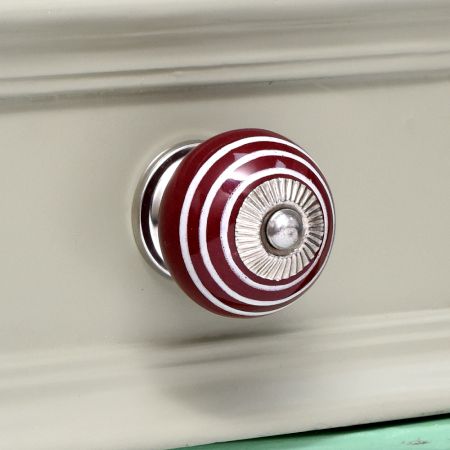 Cherry White Striped Knob