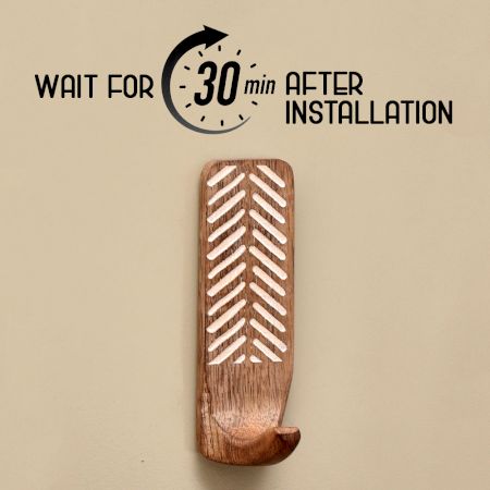 3 Pieces Wooden Self Adhesive Brown Hooks