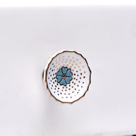 Turquoise Flower Ceramic Dresser Knob for Cabinet