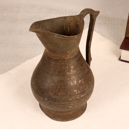 Handmade Himalayan Art Jug with Handle Made of Brass