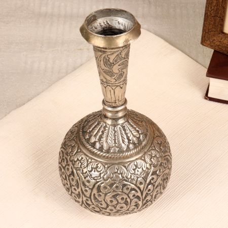 Handmade Nickel Plated Brass Flower Pot for Decoration