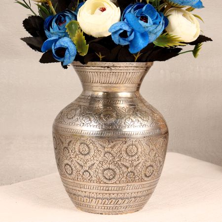 Silver Nickel Plated Flower Pot Made of Premium Brass