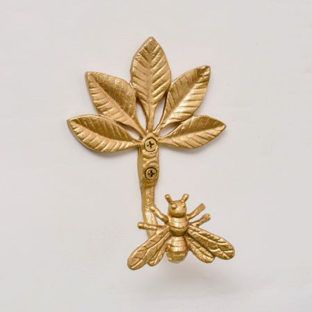 Golden Iron Bee Wall Hooks for Hanging