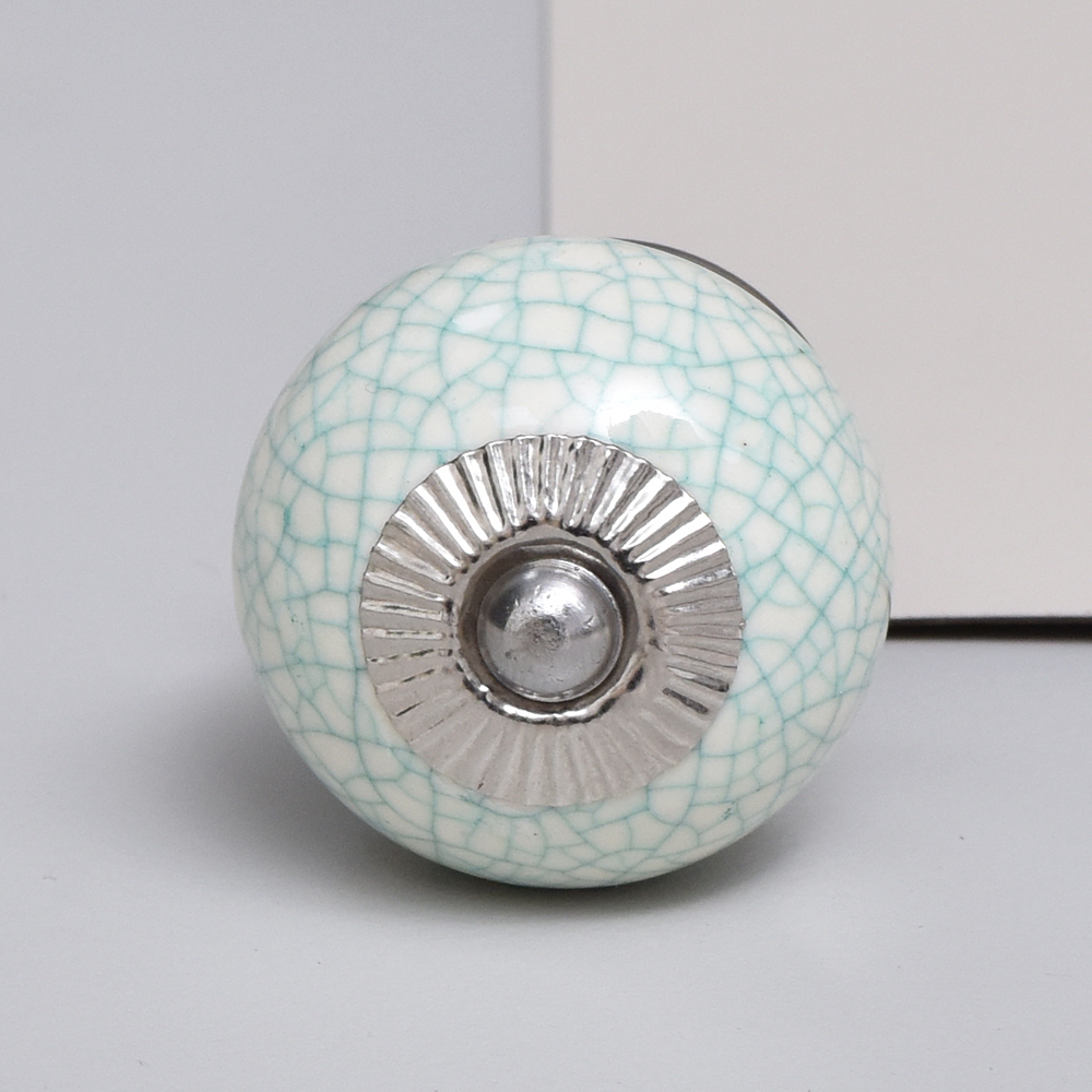 White Turquoise Ceramic Crackle Dresser Knob