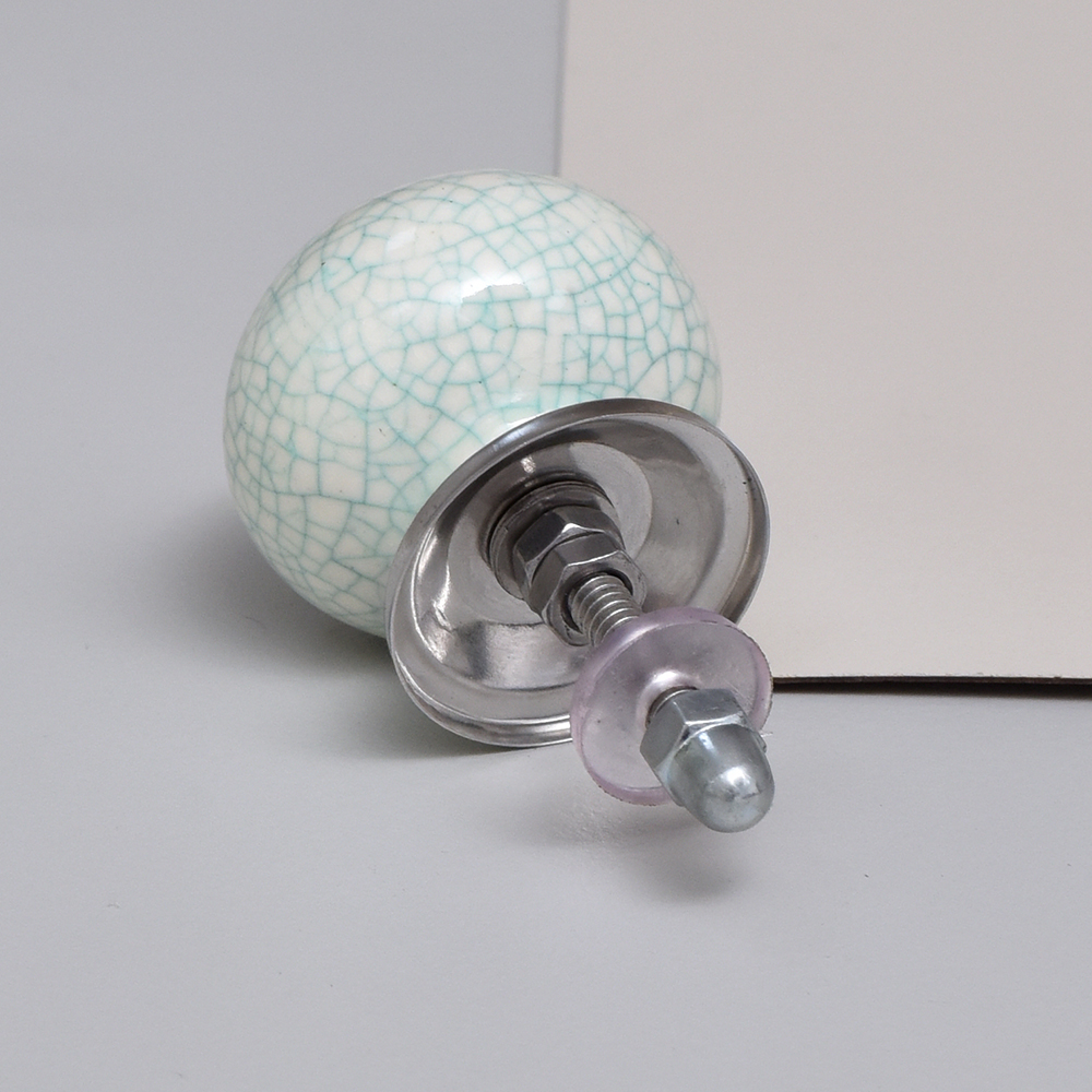 White Turquoise Ceramic Crackle Dresser Knob