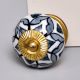 Grey Ceramic Floral Knob