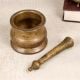 Vintage Brown Brass Mortar and Pestle Spice Grinder for Decor