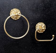 Golden Finish Brass Bathroom Hardware in Set of 2