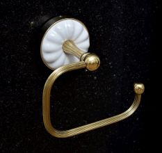 Golden Brass and Ceramic Toilet Paper Holder for Bathroom