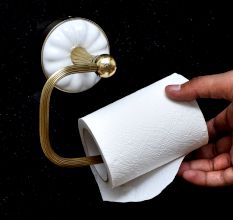 Golden Brass and Ceramic Toilet Paper Holder for Bathroom