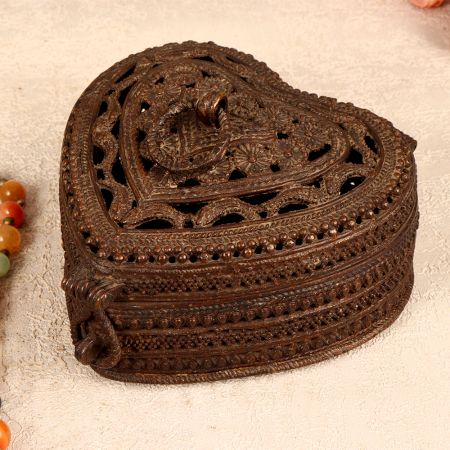 Odisha Art Brass Jewelry Box in Vintage Dark Finish