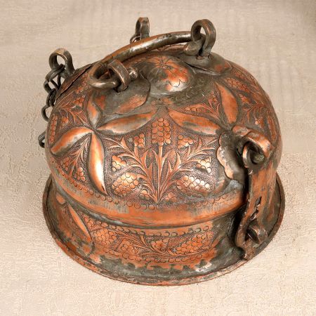 Antique Brown Copper Paan Daan in Islamic Art for Decor
