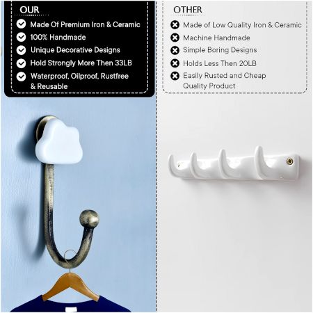 White Cloud Ceramic Metal Hook Antique Fitting