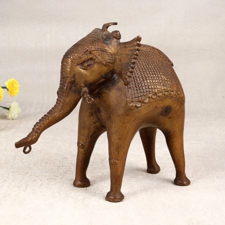 Beautiful Tribal Art Brass Elephant Statue for Home Decor