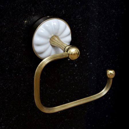 Golden Brass and Ceramic Toilet Paper Holder for Bathroom