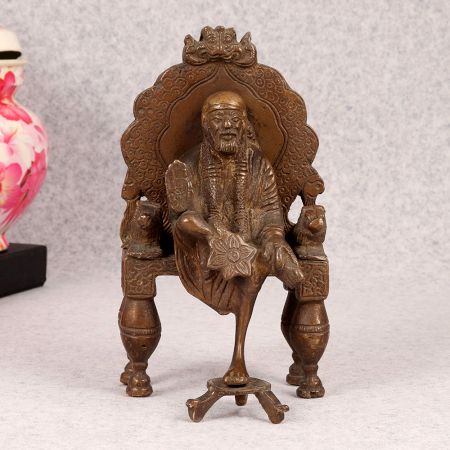 Handmade Finest Brass Statue of Sai Baba for Prayer Room