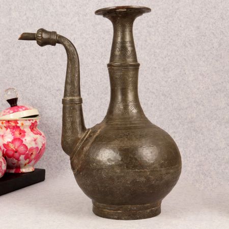 Islamic Art Engraved Copper Aftaba Pot for Collection