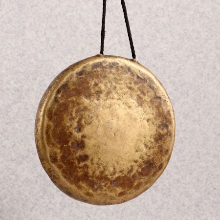 Vintage Handmade Bell Metal Gong in Tibetan Art