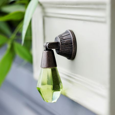 Handmade Green Octagon Teardrop Glass Pull Cabinet Knob