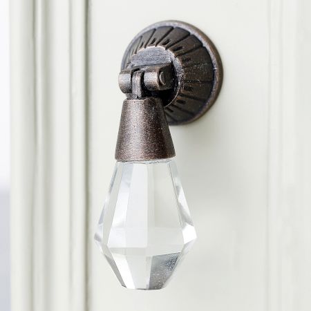 Handmade Clear Octagon Teardrop Glass Pull Cabinet Knob
