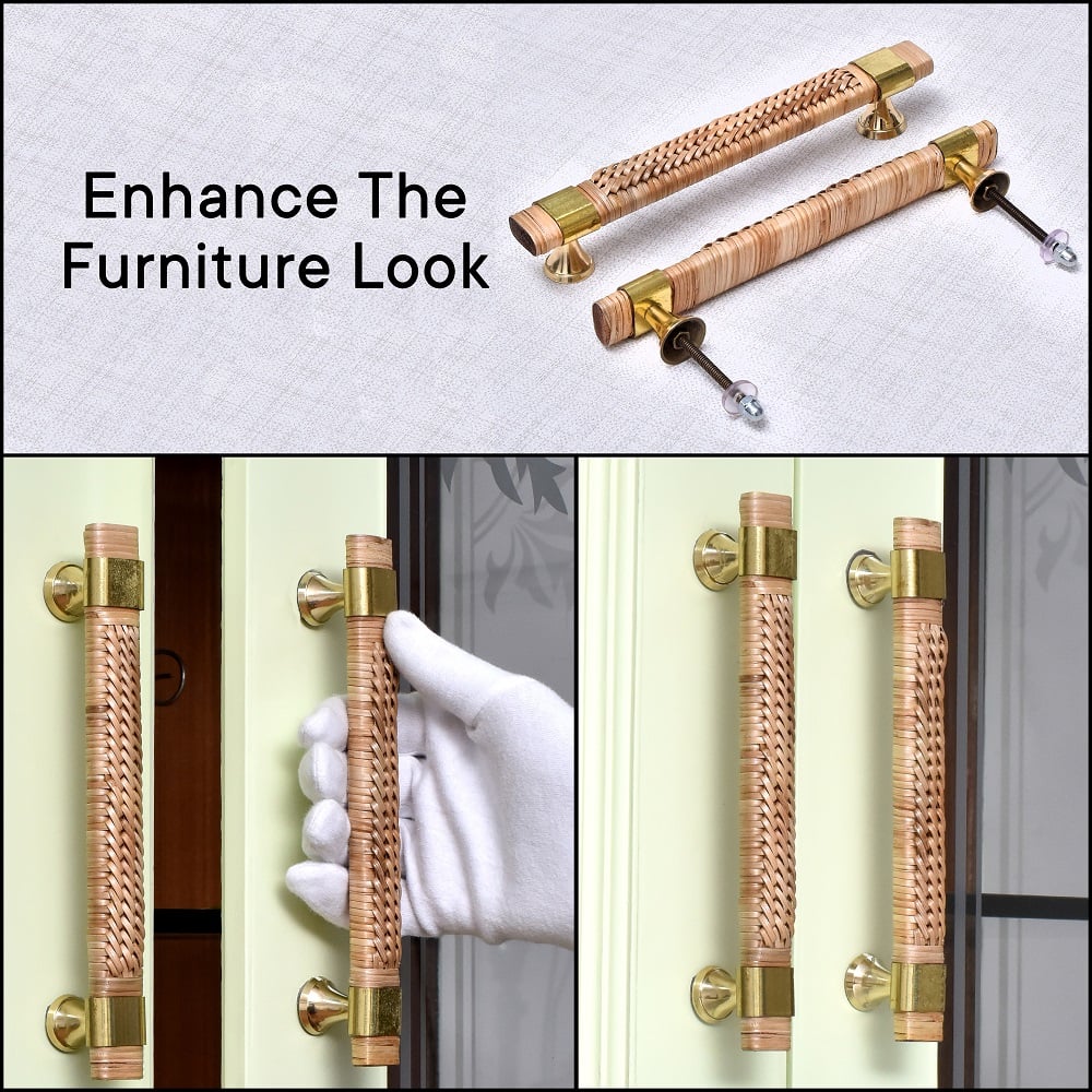 Natural Rattan Long Cabinet Handles (8 Inch)