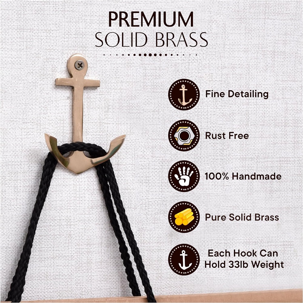 3 Pieces Vintage Anchor Decorative Wall Hooks