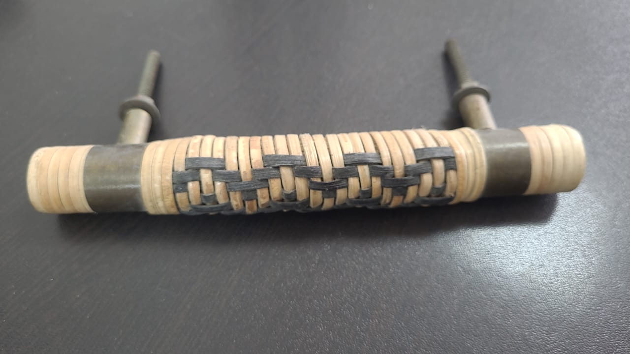 Black and Brown Rattan Cabinet Handles