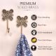 Brass Flower Wall Hook Hand Engraved Design - Pack of 3