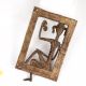 Vintage Brass Tribal Art Man Figure in Frame for Decor