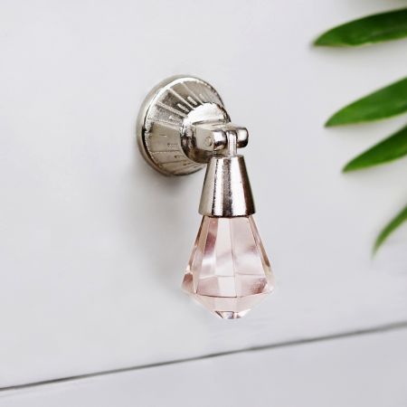 Pink Octagon Teardrop Glass Pull Drawer Knob